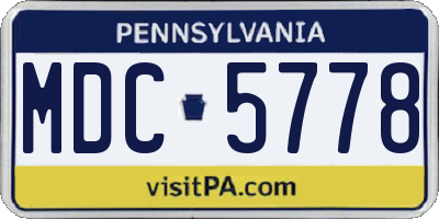 PA license plate MDC5778