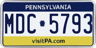 PA license plate MDC5793