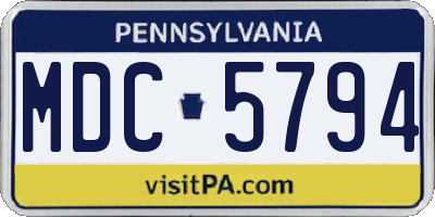 PA license plate MDC5794