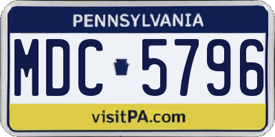 PA license plate MDC5796
