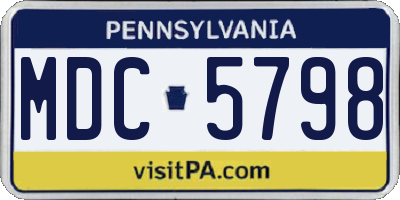 PA license plate MDC5798