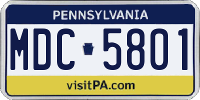 PA license plate MDC5801