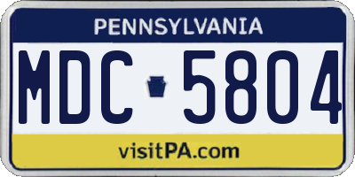 PA license plate MDC5804