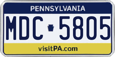 PA license plate MDC5805