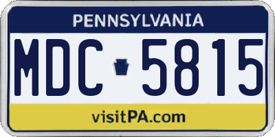PA license plate MDC5815