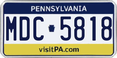 PA license plate MDC5818