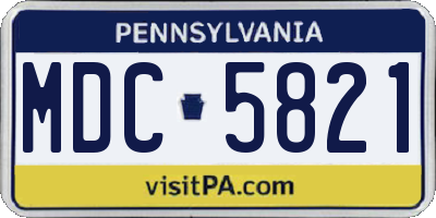 PA license plate MDC5821
