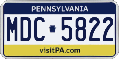 PA license plate MDC5822