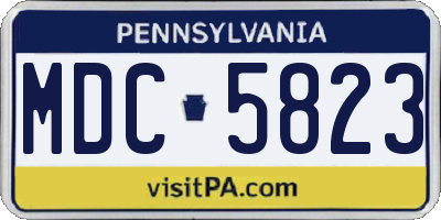 PA license plate MDC5823
