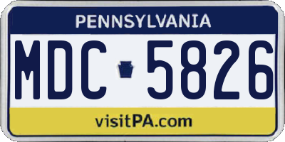 PA license plate MDC5826