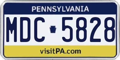 PA license plate MDC5828