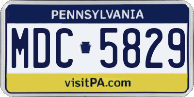 PA license plate MDC5829