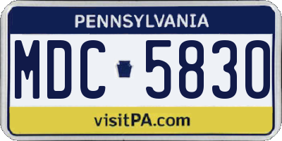 PA license plate MDC5830
