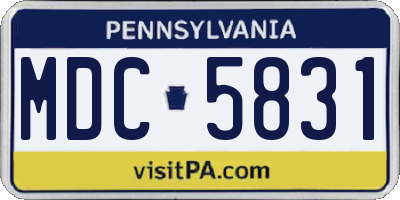 PA license plate MDC5831