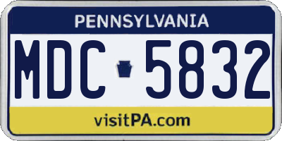 PA license plate MDC5832