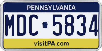 PA license plate MDC5834