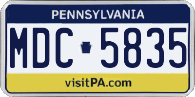 PA license plate MDC5835