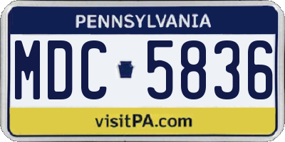 PA license plate MDC5836