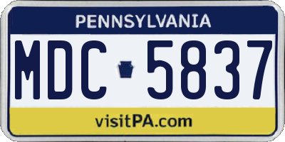 PA license plate MDC5837