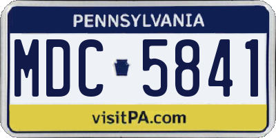 PA license plate MDC5841