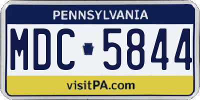 PA license plate MDC5844