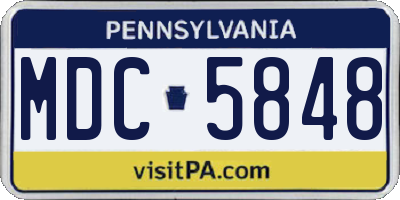 PA license plate MDC5848