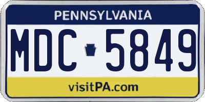 PA license plate MDC5849