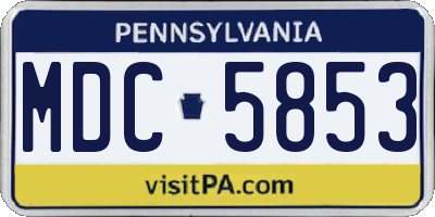 PA license plate MDC5853