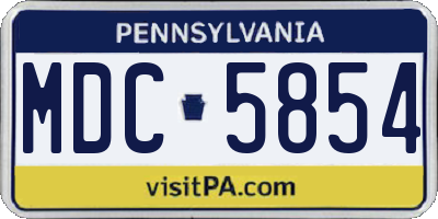 PA license plate MDC5854