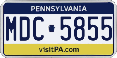 PA license plate MDC5855