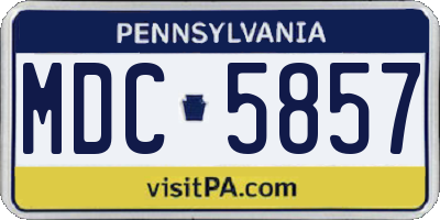 PA license plate MDC5857