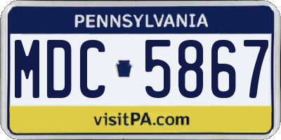 PA license plate MDC5867