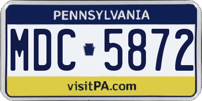 PA license plate MDC5872