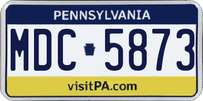 PA license plate MDC5873