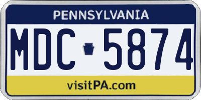 PA license plate MDC5874
