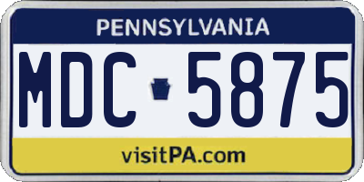 PA license plate MDC5875
