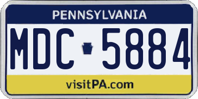 PA license plate MDC5884