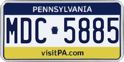 PA license plate MDC5885