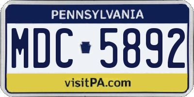 PA license plate MDC5892