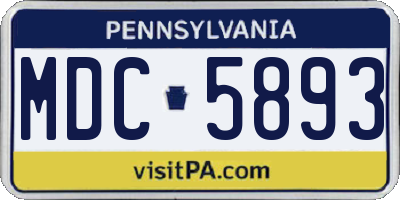 PA license plate MDC5893
