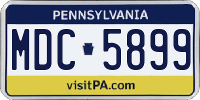 PA license plate MDC5899