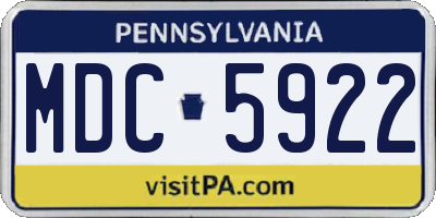 PA license plate MDC5922