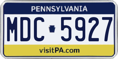 PA license plate MDC5927