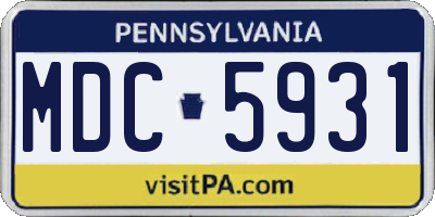 PA license plate MDC5931