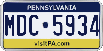 PA license plate MDC5934