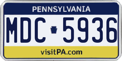PA license plate MDC5936