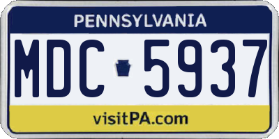 PA license plate MDC5937
