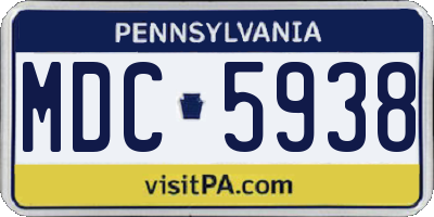 PA license plate MDC5938