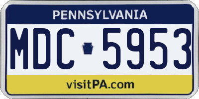 PA license plate MDC5953