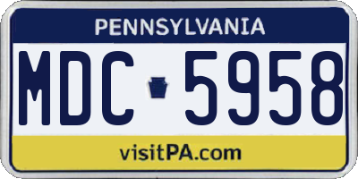 PA license plate MDC5958